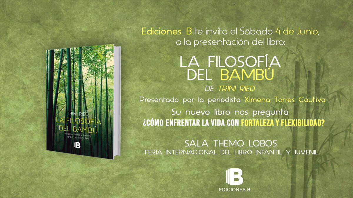 Fund_Vinculo's tweet photo. Sábado 4 será la presentación del libro de Trini Ried #LaFilosofiaDelBambu en @Ferialibroprovi con @xitorrescautivo https://t.co/2DED6wzMRw