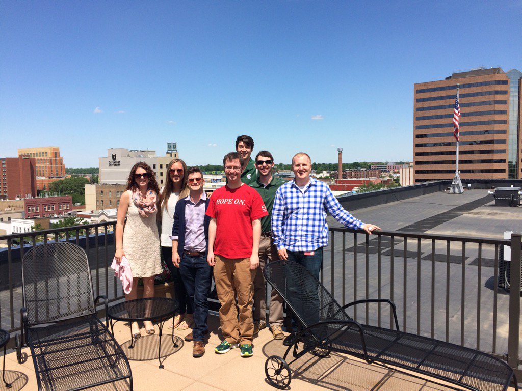 Brian_Priester's tweet photo. Part of the LSJ crew having a Klondike bar on our rooftop patio overlooking beautiful downtown Lansing!
#LoveLansing https://t.co/vZW6Lqq3CO