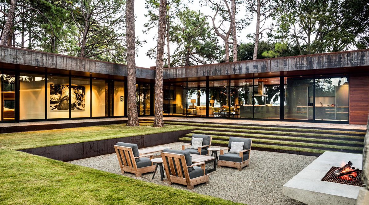 Dining Room, Living Room, Kitchen and Bedroom Look out on this incredible Courtyard. #Interior #design