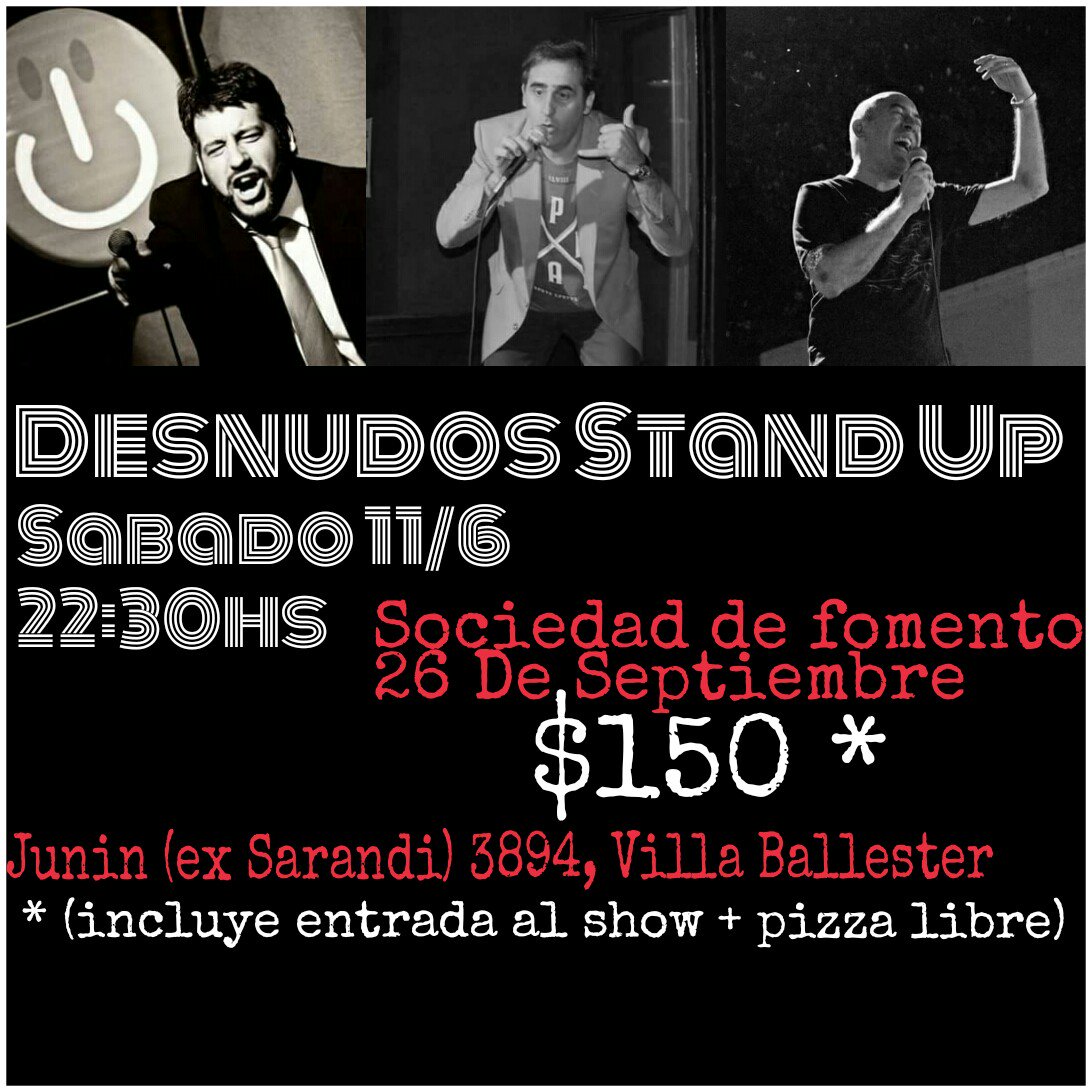 Sábado 11/6 #DesnudosStandUp en Villa Ballester <a href="/Oteroloco/">Pablo Otero</a> <a href="/DanielAltilio/">Daniel Altilio</a>