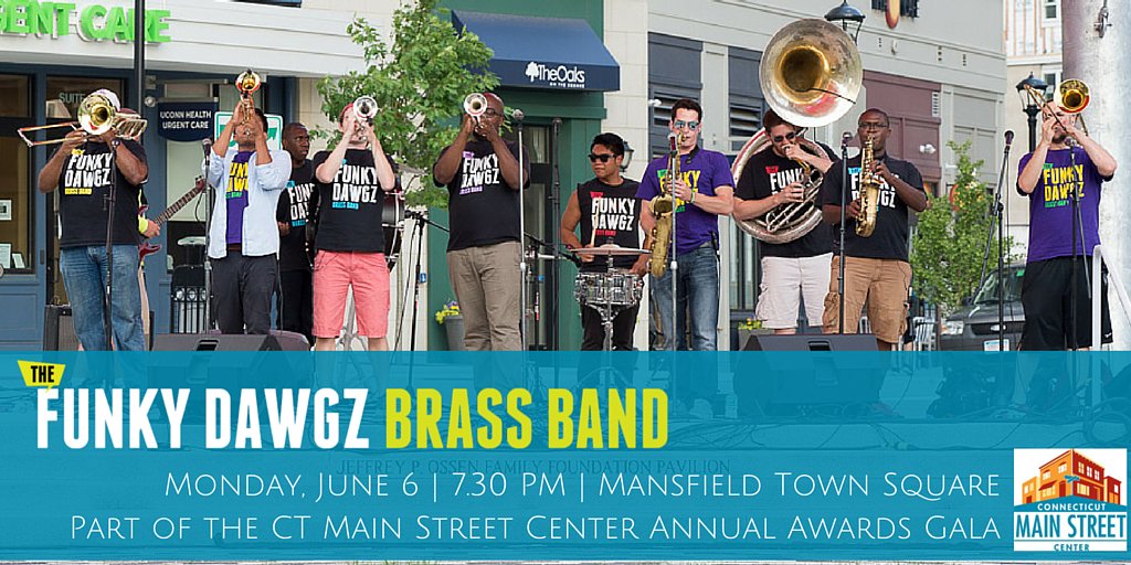 DowntownStorrs's tweet photo. You don't want to miss this Monday! FREE SHOW by @FunkyDawgz on the Town Square! #funkydawgz #MainStMadness https://t.co/SD9vmenj0I