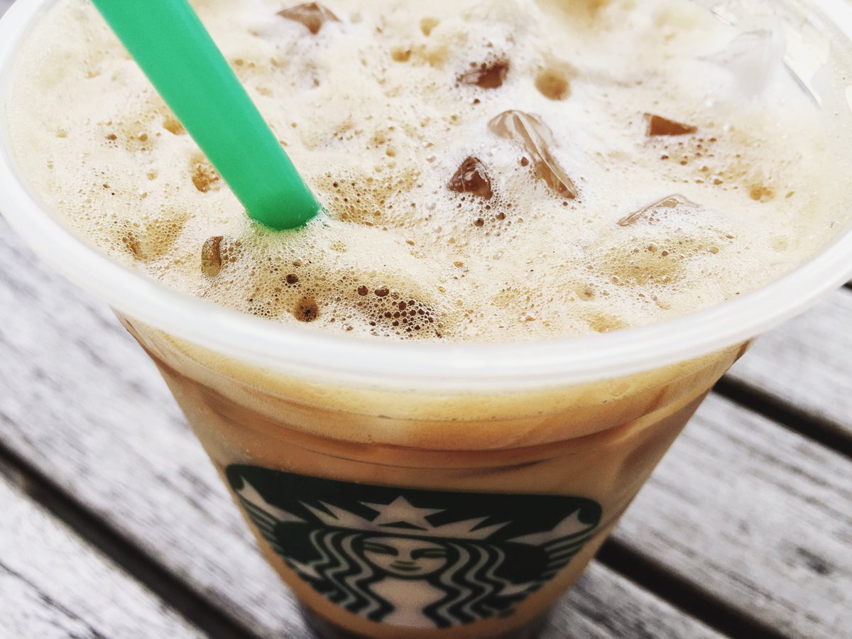 Starbucks's tweet photo. Espresso, a touch of syrup—shaken over ice, with a splash of milk. #StarbucksDoubleshotOnIce https://t.co/zevLgSrqjg