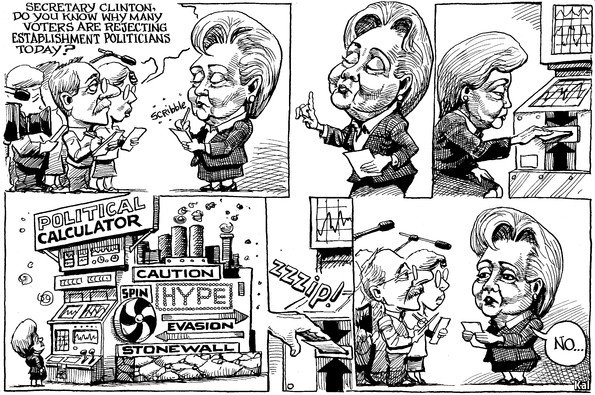 Hillary's political calculator. This week's KAL cartoon, June 4th 2016 econ.st/1srEoPB