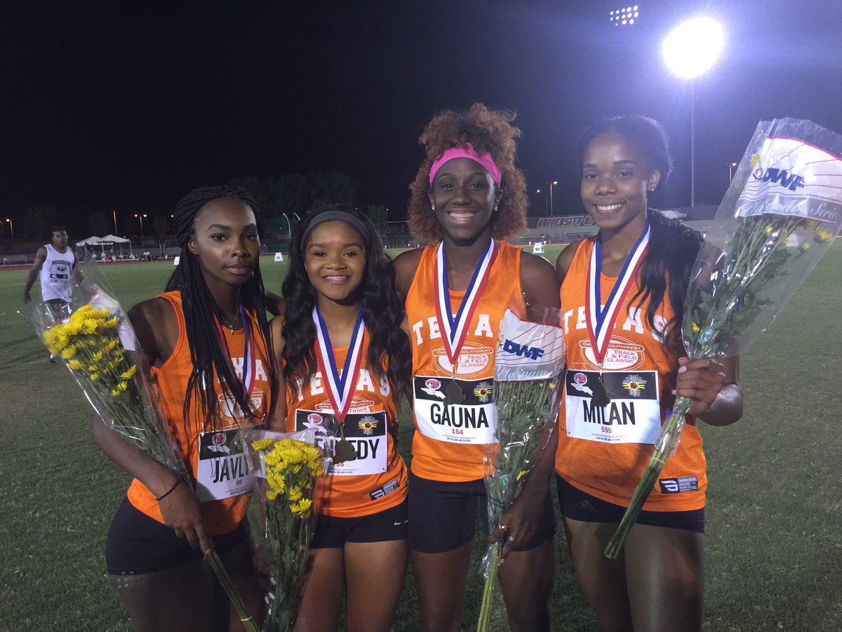 milesplit's tweet photo. Texas Shuttle Hurdle Relay champs ran 56.14 to crush MR! @_gaauunnaaa @shutupjenell @kennedybailey22 #GSWTFC2016 https://t.co/jbASd7dTJ8