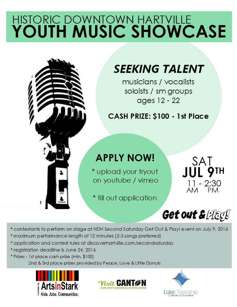 Youth Music Showcase Downtown Hartville -- ages 12-22 Apply here: bit.ly/YMS2016Applica… #Hartville
