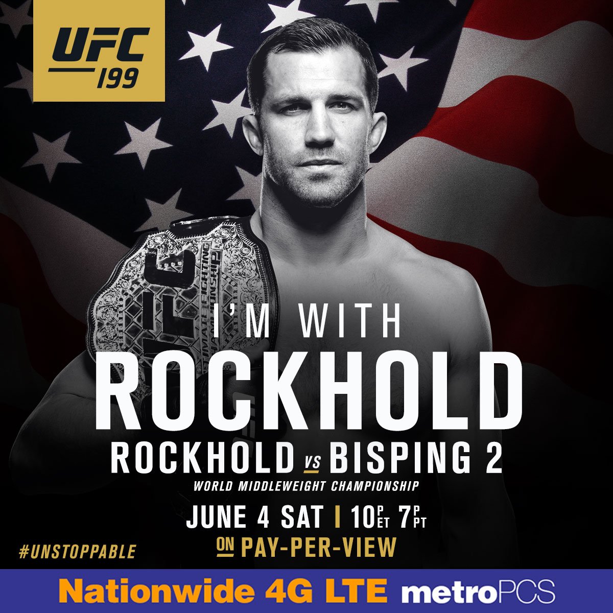 RT if you're w/ the champ <a href="/LukeRockhold/">Luke Rockhold</a> THIS Saturday at #UFC199! LIVE on Pay-Per-View <a href="/MetroPCS/">Metro by T-Mobile</a>