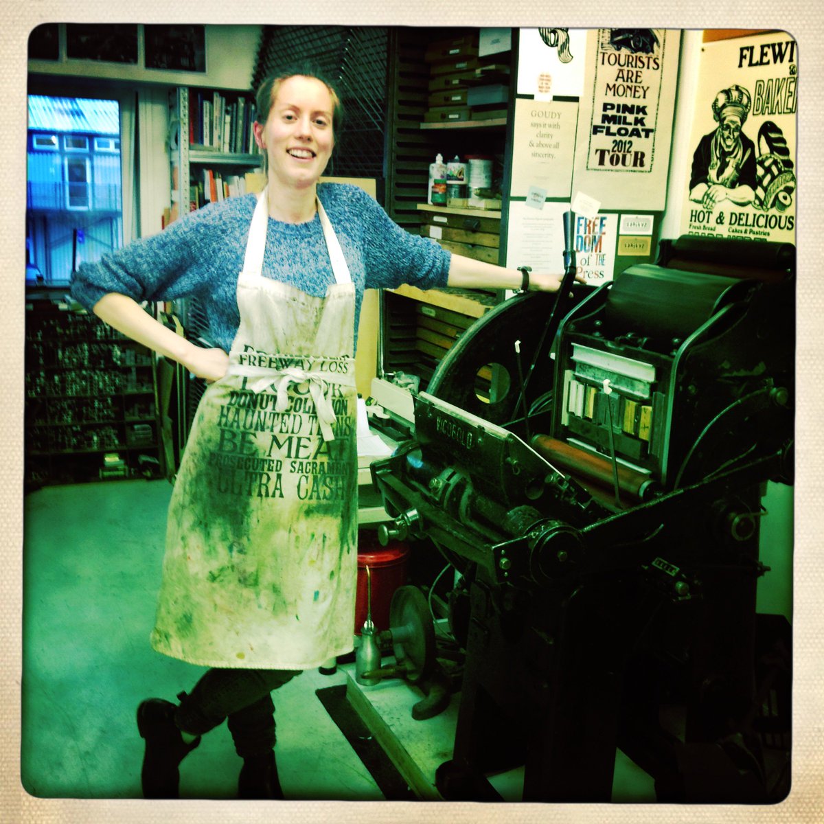 OPEN STUDIOS @2ndfloorstudios Come and see the talented @kimvousden and her marvellous mechanical printing press.