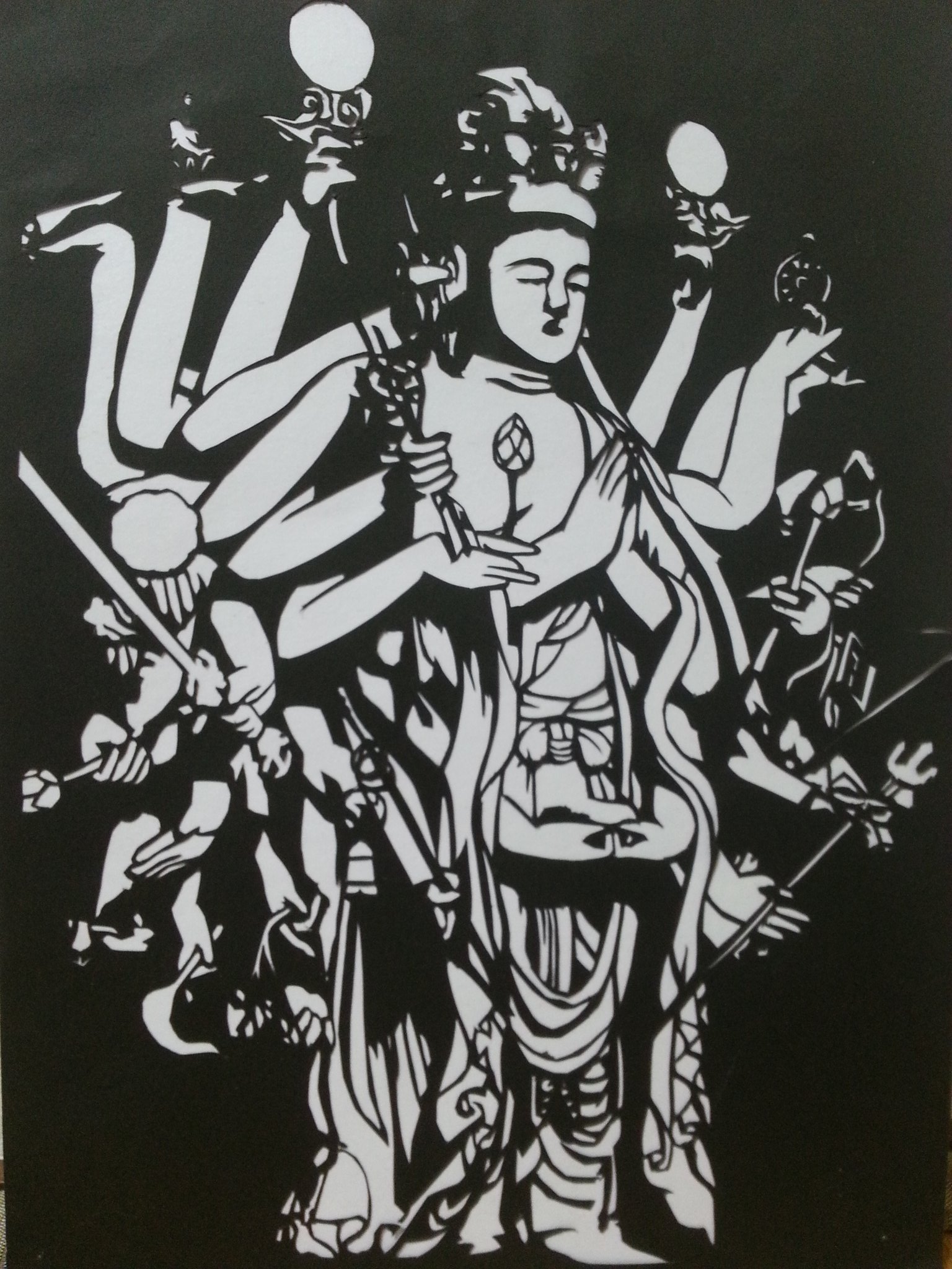 切り絵「千手観音」