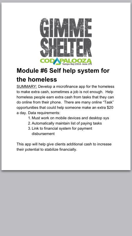 THHIorg's tweet image. #Module6:  #MicroFinance #CodApalooza #GimmeShelter #HackForChange #THHIorg #EndHomelessness @TampaInnovation