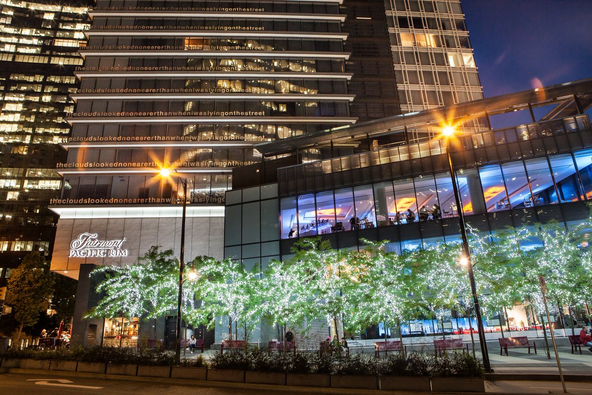 FairmontPacific's tweet photo. A canopy of 35,000 small lights now illuminates the side of Fairmont Pacific Rim! Come pause ‘under the stars’! https://t.co/wuEz7WPIgf