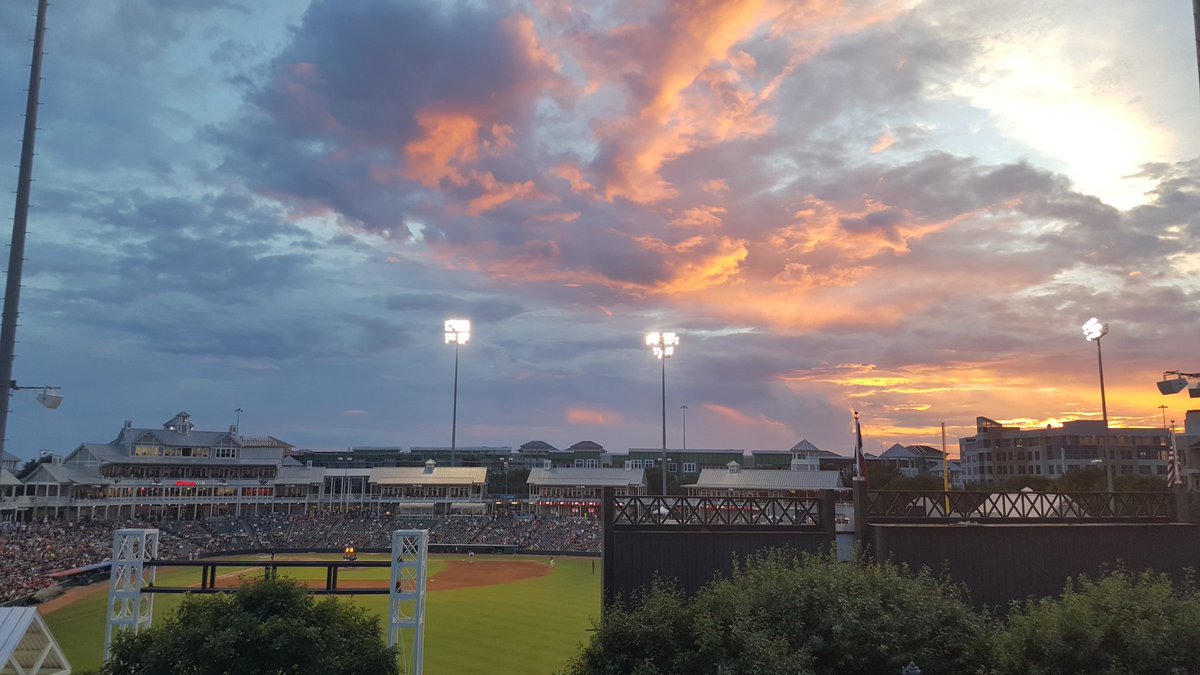 Beautiful sky over ballpark tonight #roughriders #ridersbaseball #drpepperballpark