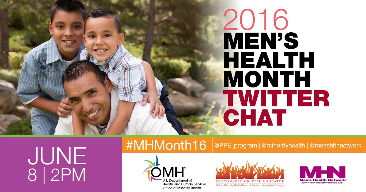 DrMerminCDC's tweet photo. #Clinicians: Join @MinorityHealth on June 8 at 2pm for their Men's Health Month chat! #MHMonth2016 https://t.co/kk8uf58jsI