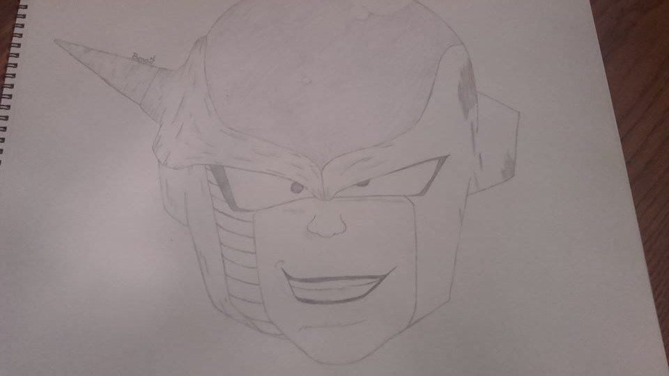 PolimerBenoit's tweet image. Petit dessin DBZde Freezer qui passe de la première à la dernière transformation en 1 visage