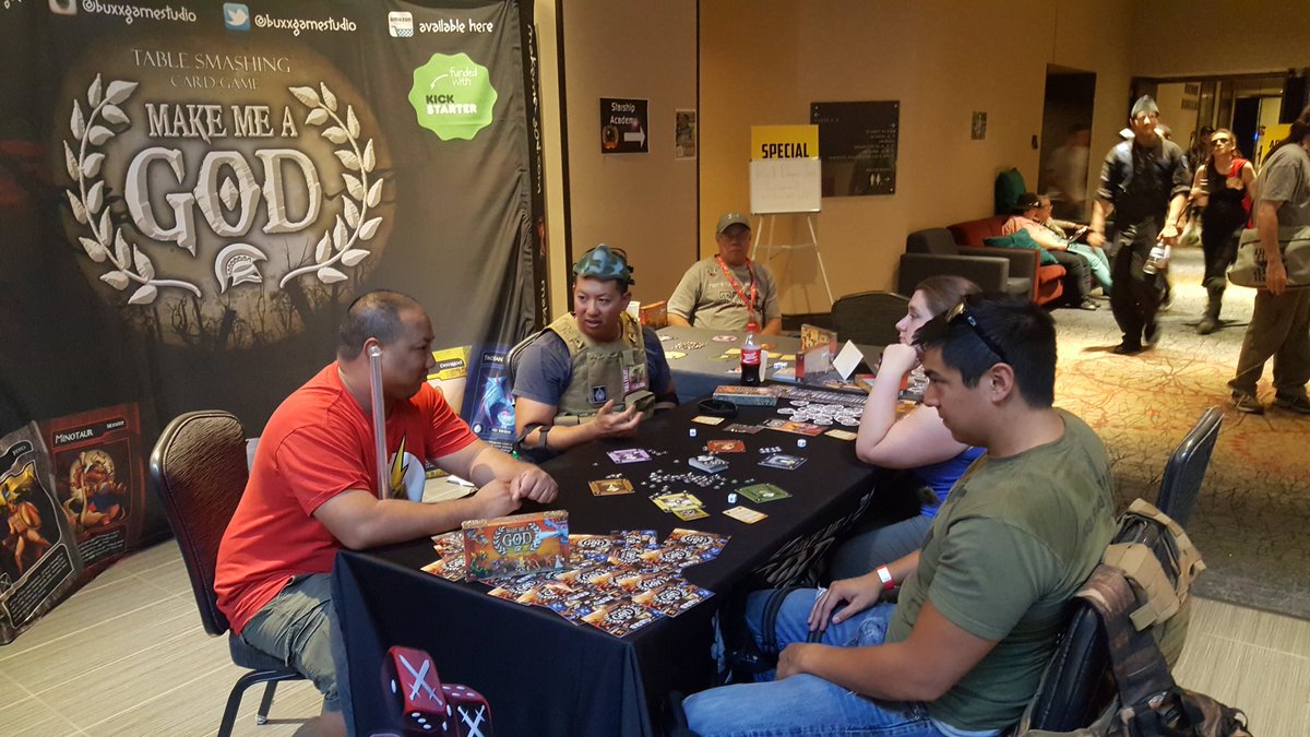 BuxxGameStudio's tweet photo. Having a blast at phx Comic-Con! #PHXCC #phxcc2016 #makemeagod #phxcomicon  #PHXcon 

https://t.co/IFeiBLivK5 https://t.co/OvmrHWrzQx