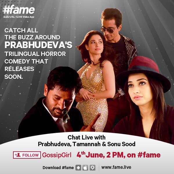 PDdancing's tweet photo. Join me, @tamannaahspeaks , @sonusood . catch all the fun of our movie Photoshoot live on @LiveOnfame &amp; @fametamil ! https://t.co/UMFqCoj1F5