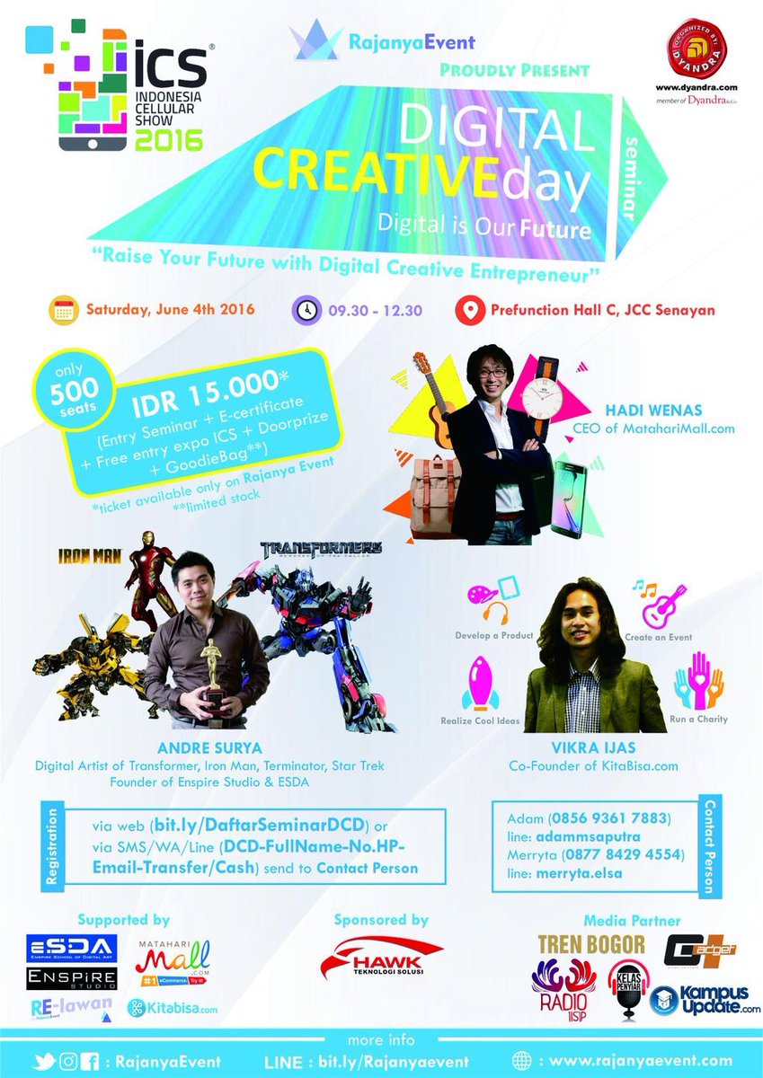 ics_expo's tweet photo. Seminar Digital Creative Day "Raise Your Future with Digital Creative Entrepreneur" by @RajanyaEvent @ Stage Hall B https://t.co/LilTo1y2vg