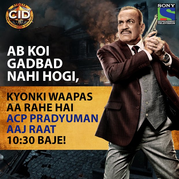 Watch ACP Pradyuman investigate new cases in CID tonight at 10:30 pm. #CIDisBack
<a href="/CIDFanPage/">Follow <a href="/CIDFansite/">CID Fansite</a></a> @CIDFansite