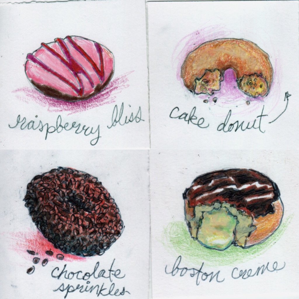 JessDrewThis's tweet photo. They're late, but they're delicious. Whatever. #nationaldonutday #illustration #DontDrawHangry https://t.co/ouH2NeIGNZ