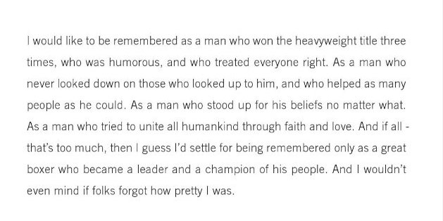 espn's tweet image. Ali on how he'd like to be remembered, from his 2004 memoir "The Soul of a Butterfly, Reflection on Life's Journey."