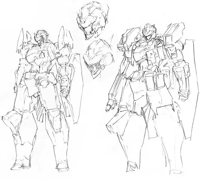 バスタードレスより。
ガンホークの最初期のラフ掘り出しました。
ここからゆっくり棘が生えたりマッシブになったりして、今に至ります。 