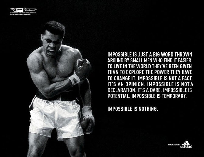 Lainie Fritz on Twitter: "The "impossible is poster of Ali was epic. it hanging in my room until it fell when I was younger." / Twitter