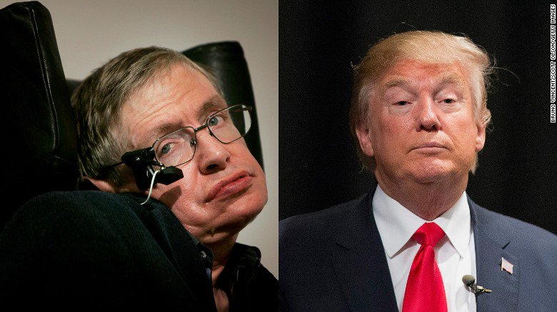 CNN's tweet photo. Stephen Hawking was asked if he could explain Donald Trump's rise. His response? "I can't." https://t.co/iSQBda4yZR https://t.co/opp75Fo6GA