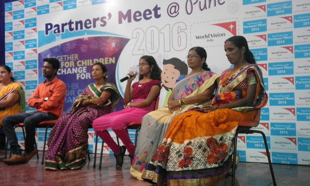 WVIndia's tweet photo. Yogitha, a sponsored child says, "I will help others when I start earning". #punepartnersmeet https://t.co/xnr8j3zXaw