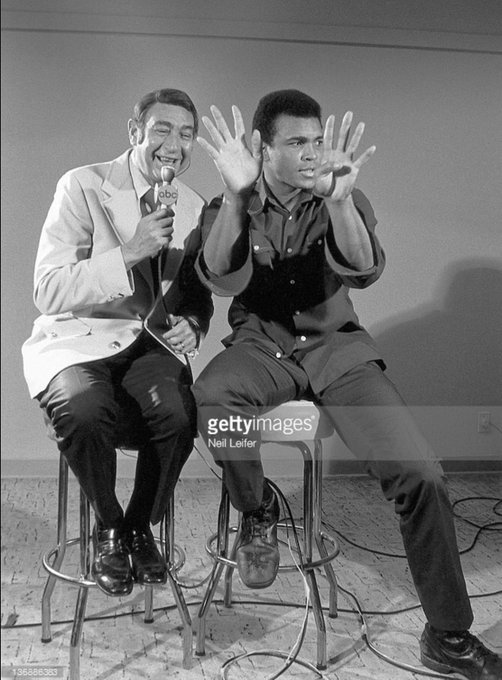1 pic. Reunited, #MuhammadAli & #HowardCosell. Wish we could hear the stories they're telling now. #GreatestOfAllTime