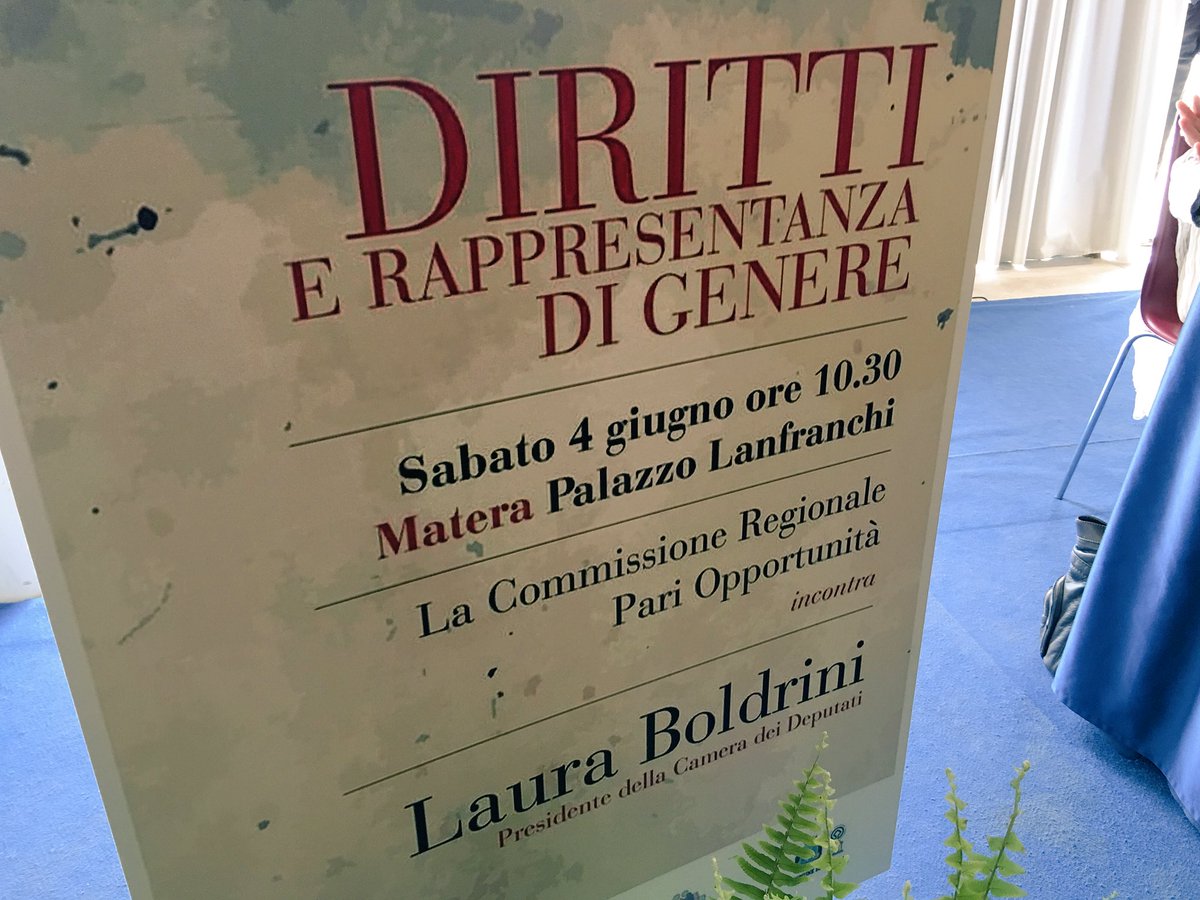 lauraboldrini's tweet photo. A #Matera per parlare di 'Diritti e rappresentanza di genere' insieme alla Commissione regionale pari opportunità https://t.co/DiM9MBg6ai