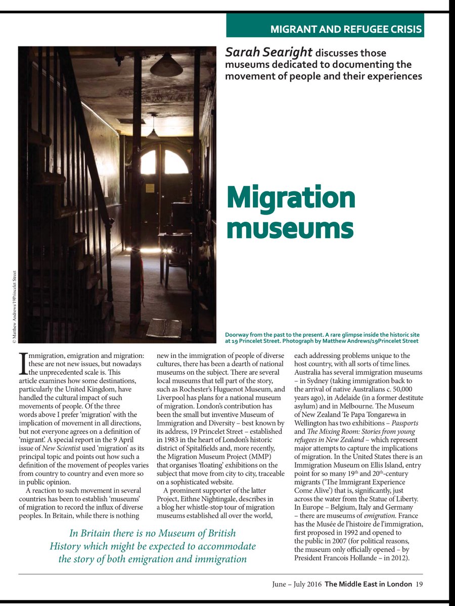 philiblack's tweet photo. Persuasive piece in Middle East in London on #migration #museums highlights value &amp; global reach of @19pst https://t.co/Kfmbdjpbxa