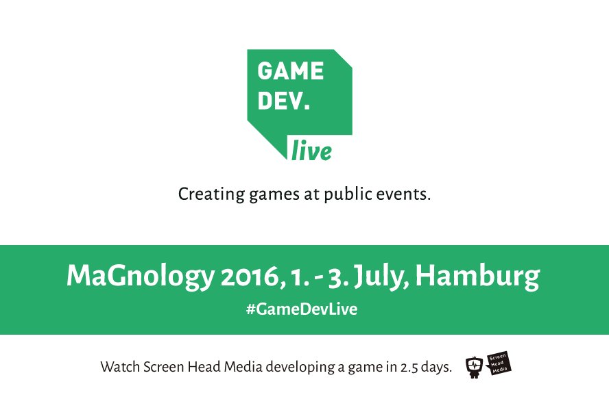 ScreenHeadMedia's tweet image. Our project for hh-mag.net 2016:
Develop a tiny game live at the convention.
This is  #GameDevLive
