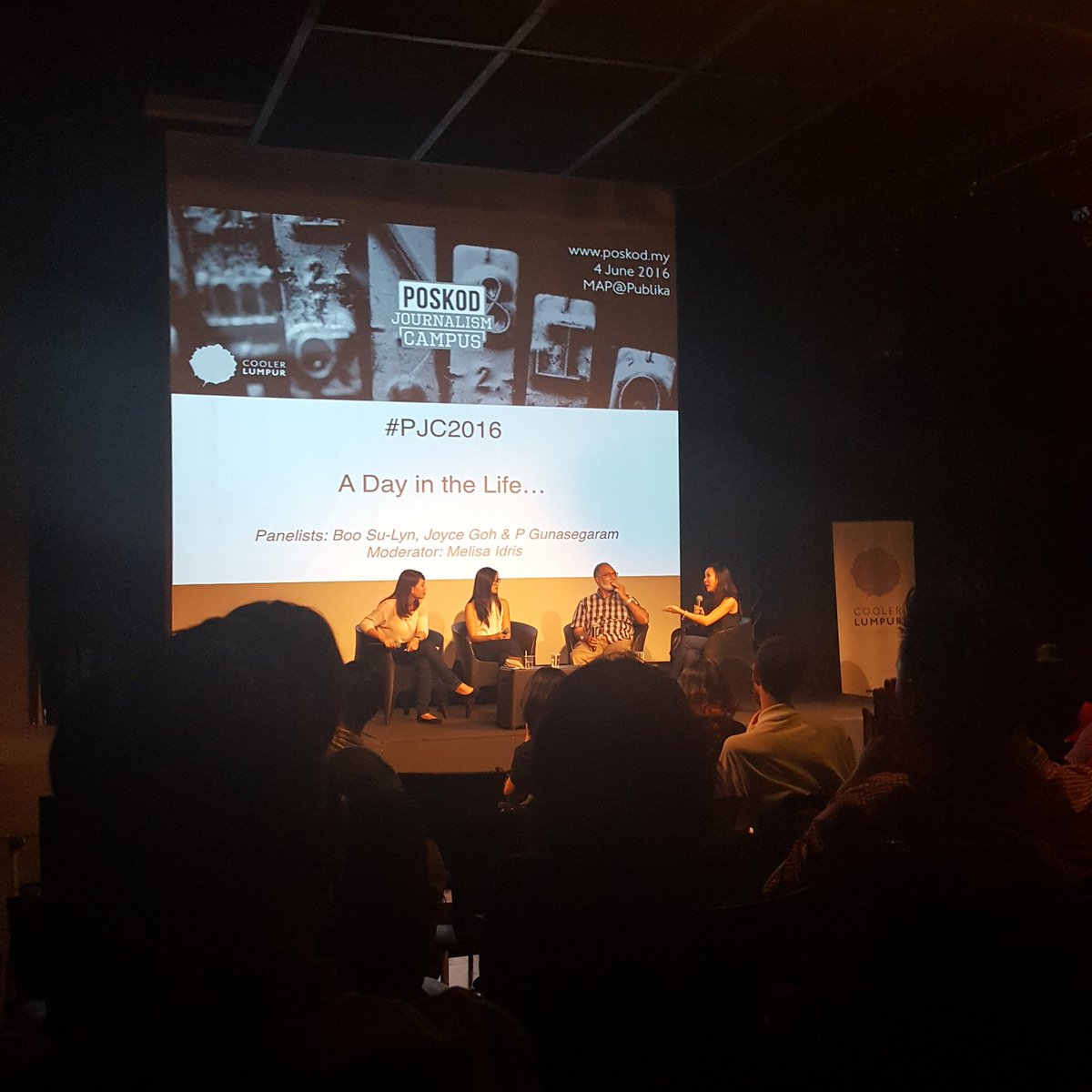 What's a day in the life of a journalist? P Gunasegaram, <a href="/boosulyn/">Boo Su-Lyn</a> &amp; Joyce Goh discuss w <a href="/melisa_idris/">Melisa Melina Idris</a> at #PJC2016 .