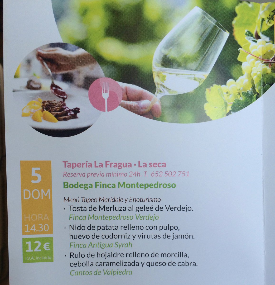 RutaVinoVerdejo's tweet photo. Mañana comienzan las I #JornadasGastronómicas #RVRueda en La Seca: Taperia La Fragua y @F_Montepedroso ¿Vienes? https://t.co/EOf0URLTC2