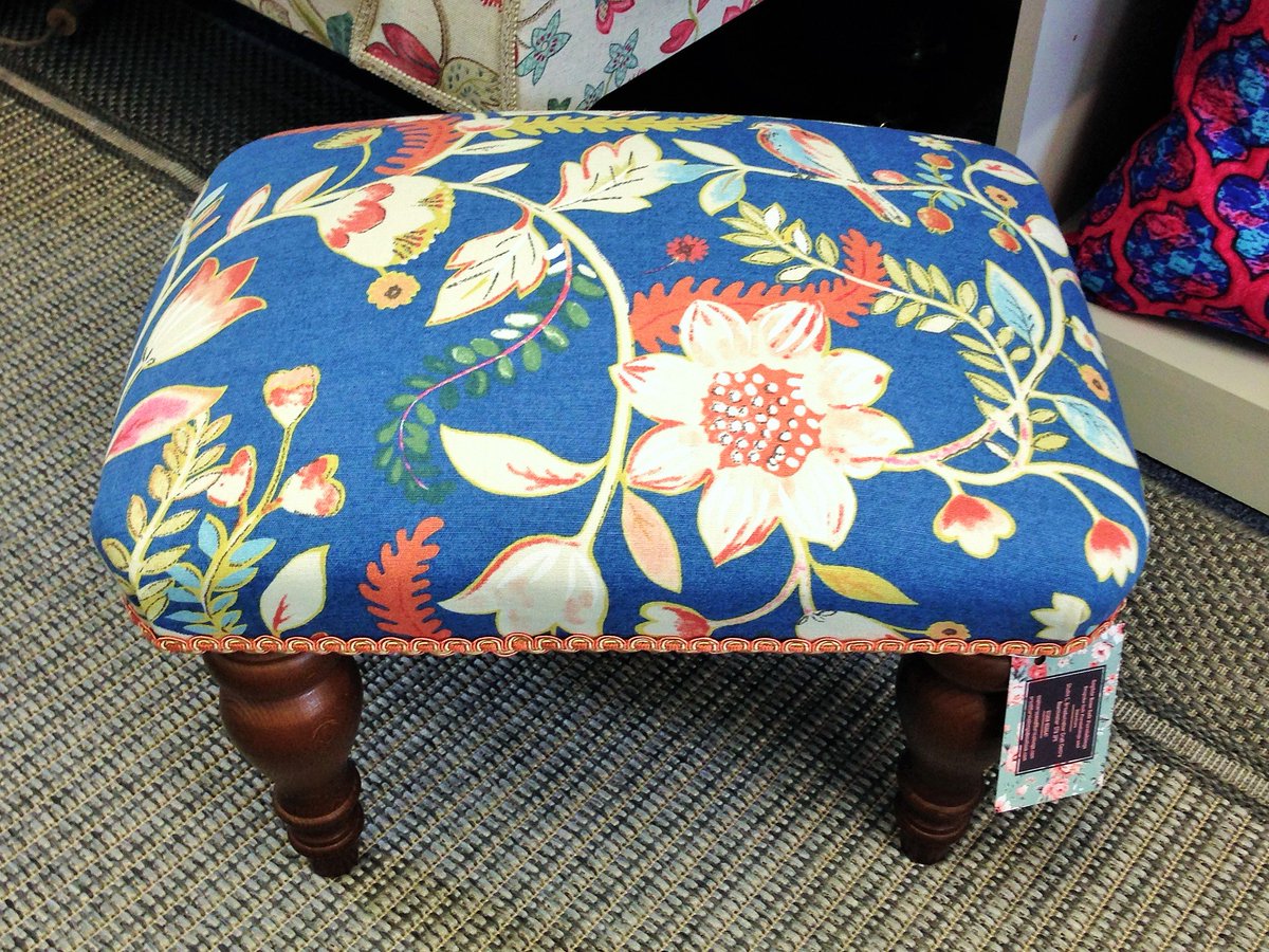 Fab new footstool for sale in our studio... newly upholstered in this wonderful 'Daydreamer' fabric...