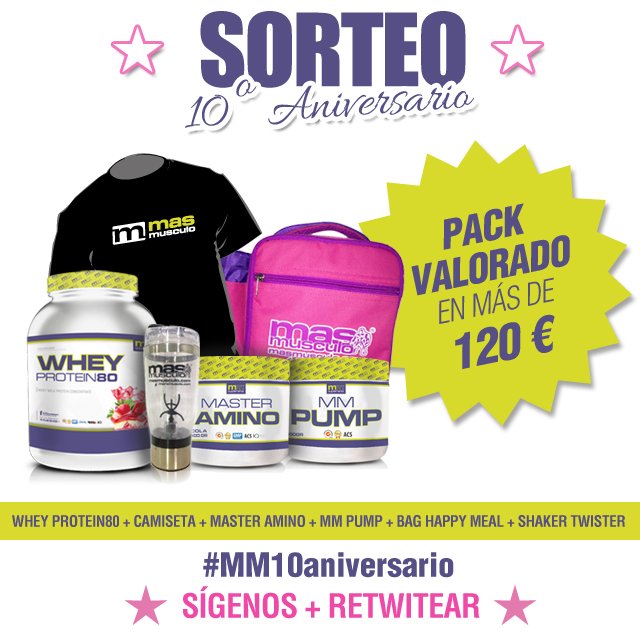 masmusculo's tweet photo. 🎉SORTEO 10°Aniversario🎉

Síguenos + RT + #MM10aniversario 

Participa en éste #sorteo!

https://t.co/1HN82Qog24 #gym https://t.co/DUbMKXpYqv