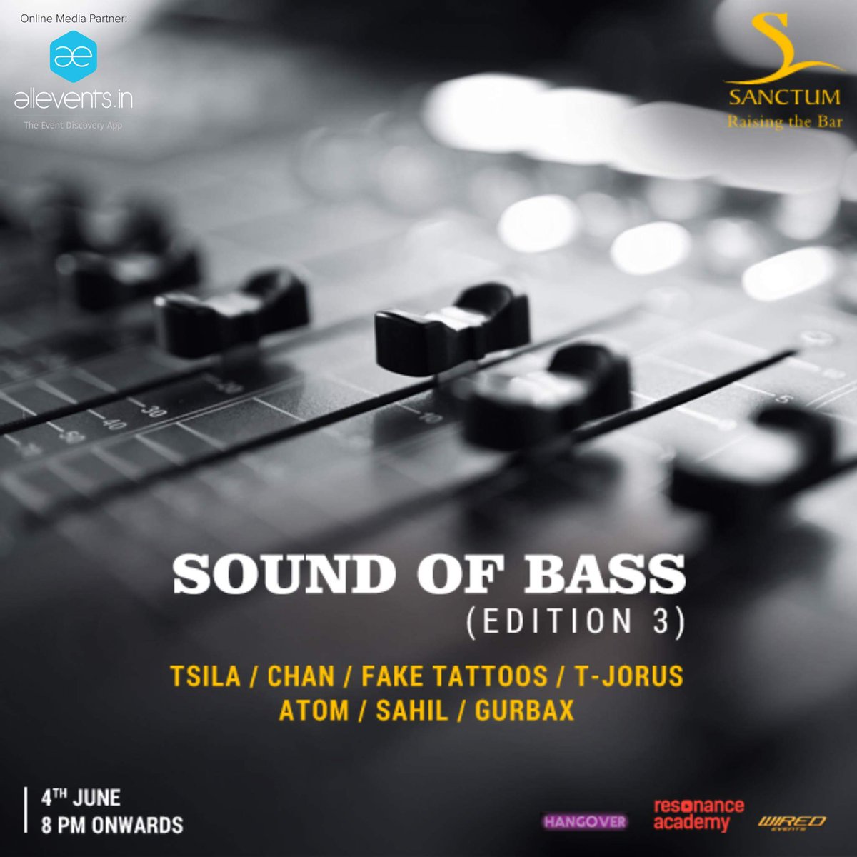 Events_Hangover's tweet photo. #Tonight #SoundofBass III is glad to hav @allevents_in as our Online Media partner
#itsallaboutmusic @sanctumindia https://t.co/8avDvCql6C