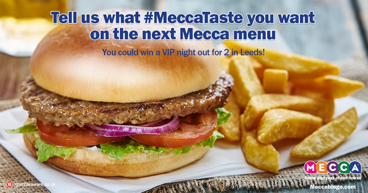 MeccaLeedsHuns's tweet photo. Tell us the #MeccaTaste you want on the menu before 13 June. You could win an all-expenses night out for 2 in Leeds! https://t.co/69TKpMOYqI