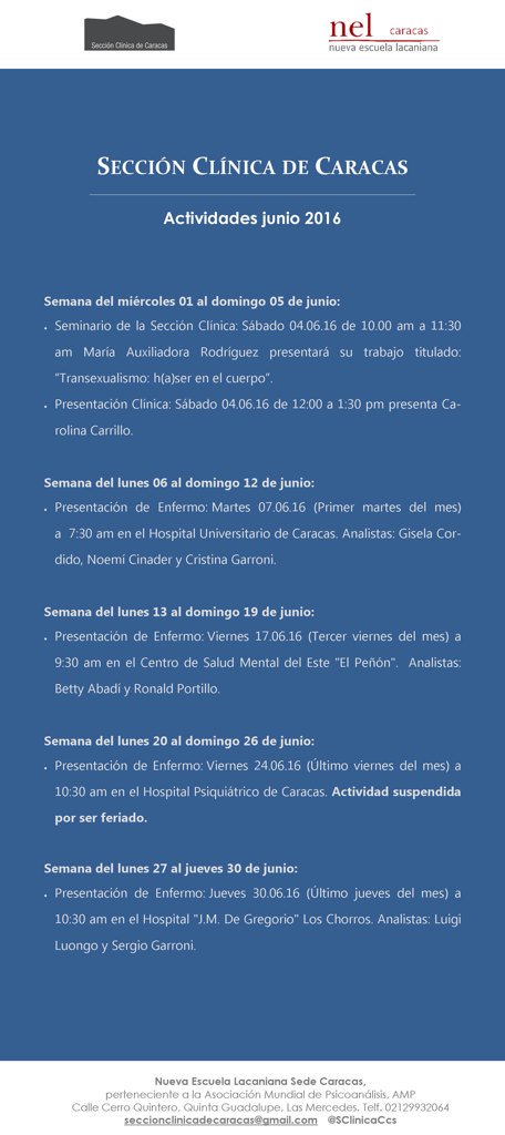 SClinicaCcs's tweet photo. #SCCcs Actividades del mes de Junio https://t.co/TXPm8h5sae
