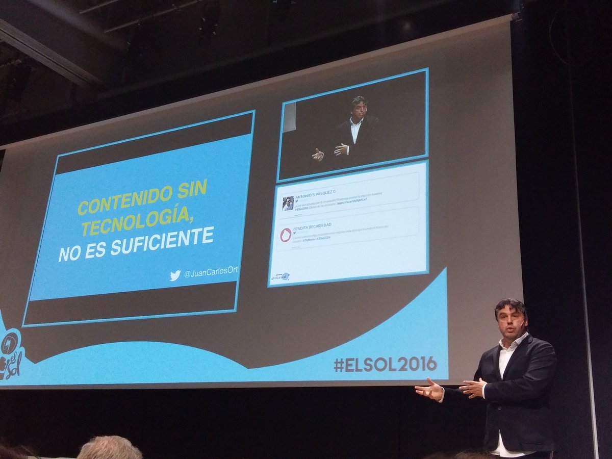 JanireMartinez's tweet photo. La tecnología sin contenido no es nada. Necesitas un detonador emocional @juancarlosortiz #ElSol2016 https://t.co/rAMG9Vzx5i