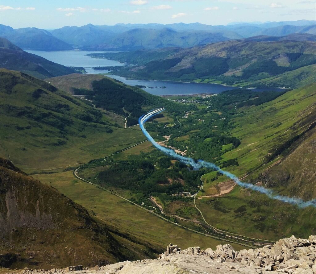 PortrushAirshow's tweet photo. Red Arrows at Glencoe yesterday. 
@RAFRed10 @rafredarrows https://t.co/UY6JLomra0