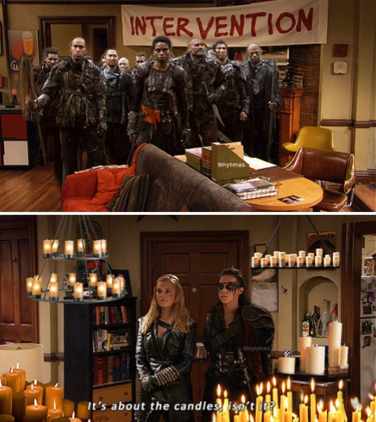 Who ever made this is a genius! 😂 #The100 #Lexa #CandleObsession #HIMYM #Intervention