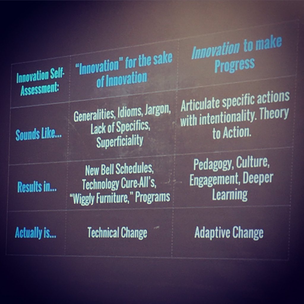 kelriz's tweet photo. Innovation for the sake of innovation OR innovation to MAKE PROGRESS? @kalebrashad @drchagala #edOS #PIVOTtheMODEL https://t.co/4wVHdMrTNk