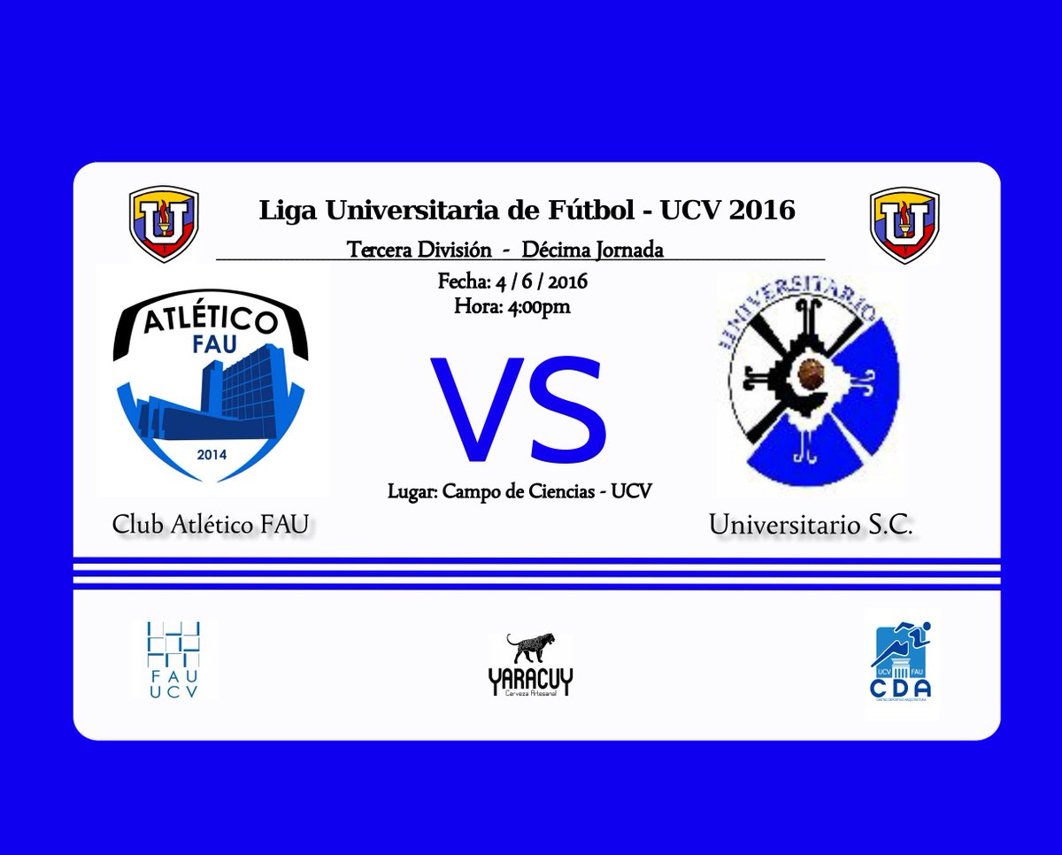 AtleticoFAU's tweet photo. Décima Jornada. @FAUUCV #AtleticoFAU #ATLFAU #DaleFAU #3eraLUF2016 https://t.co/cjffFzndrM