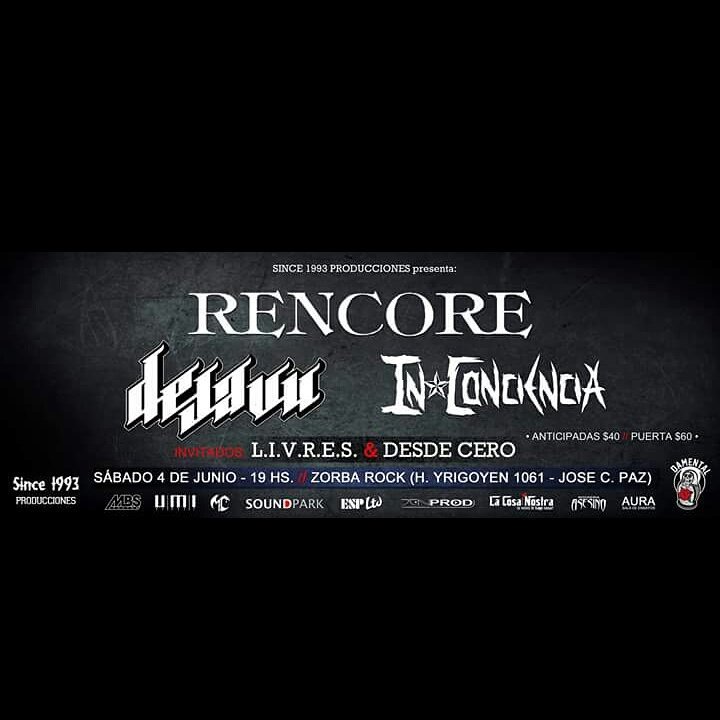RencoreOficial's tweet photo. Hoy!!! 19hs #puntual en #zorbarock 
#desdecero #livres #inconciencia #dejavu #rencore! #sepudretodo https://t.co/wQuZURbpWE
