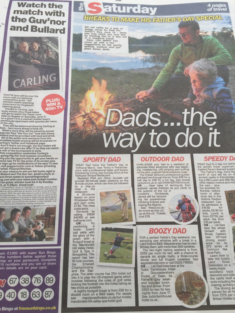 oliverduckett's tweet photo. Nice little Father's Day feature in the Sun newspaper today @trefloyne #goingnational #treatdad https://t.co/oAR1cdSKLP