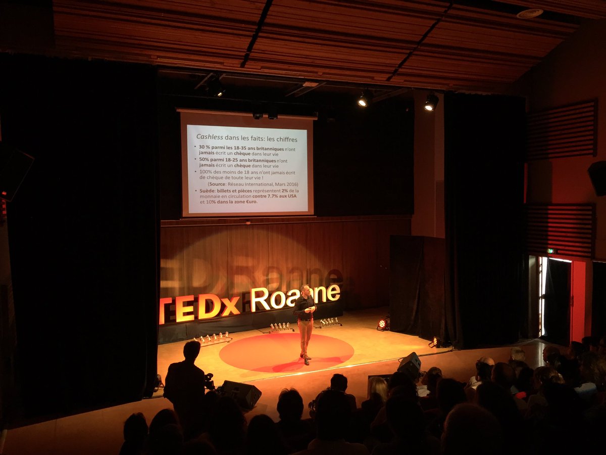TEDxRoanne's tweet photo. Le monde de demain sera 'cashless' -Nicolas BARBAROUX #TEDxRoanne https://t.co/XGMvQoN40B