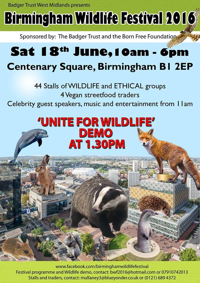 WMVeganFestival's tweet photo. 2 weeks today! #Birmingham #Wildlife Festival with 60 stalls, 4 #vegan caterers, live music, celeb speakers EXCITING https://t.co/7jIVbryJNP