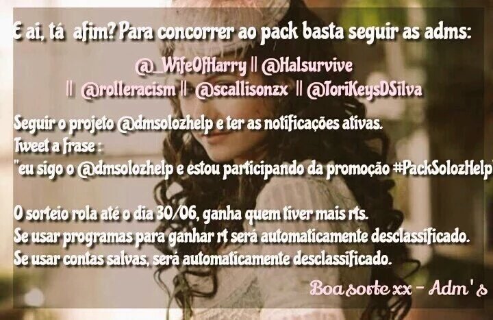 RE4DBIOLEI4ABI0's tweet photo. Eu sigo o @dmsolozhelp e estou participando da promoção. #PackSolozHelp https://t.co/pwKuhRlimH