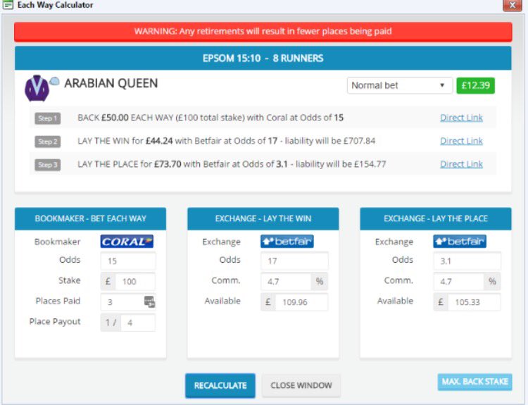 OddsMonkey's tweet image. WOW!! £12.39 guaranteed profit from the eachway matcher at oddsmonkey!! Have you tried it yet!?
#MatchedBetting