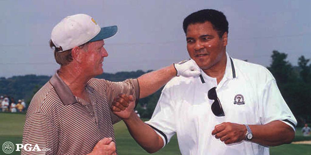 PGAAmateurGolf's tweet photo. Nicklaus and Ali. https://t.co/arVy16p31e